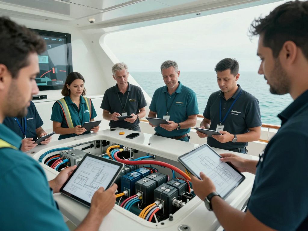 Ticari tekne içinde elektrikli sistem kurulumu